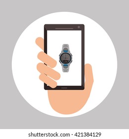 Wearable technology design. wireless icon. Flat illustration 
