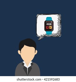 Wearable technology design. wireless icon. Flat illustration 