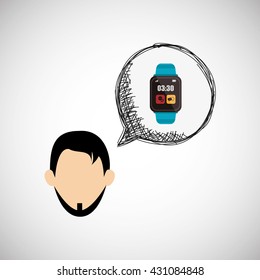 Wearable technology design. wireless icon. Flat illustration  , vector