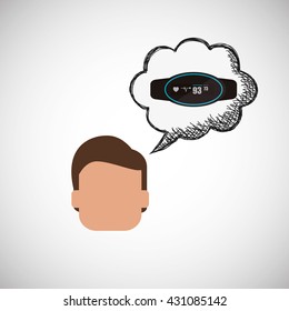 Wearable technology design. wireless icon. Flat illustration  , vector