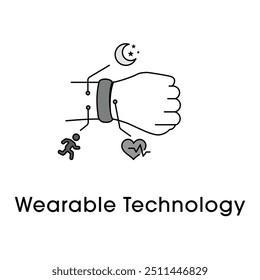 Wearable Technology Icon Design. Representing Fitness Tracking, Health Monitoring, Wearable Devices.