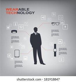 Wearable technology infographics with smart devices and icons