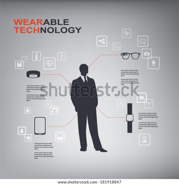 Wearable technology infographics with smart devices\
and icons