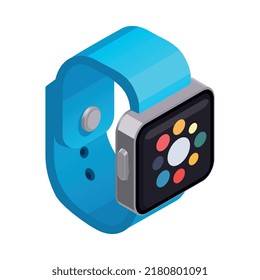 Wearable technology isometric composition with isolated image of smart gadget on blank background vector illustration