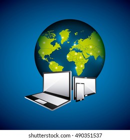 wearable technology set devices elstronics vector illustration design