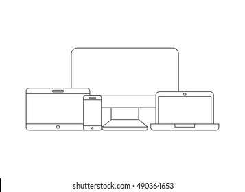 wearable technology set devices elstronics vector illustration design