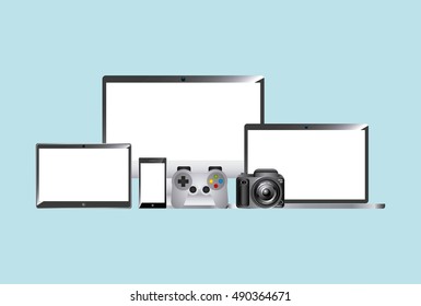 wearable technology set devices elstronics vector illustration design