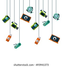 wearable technology set devices elstronics vector illustration design