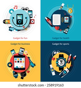 Wearable Technology Set With Gadgets For Fun Health Business And Sports Vector Illustration