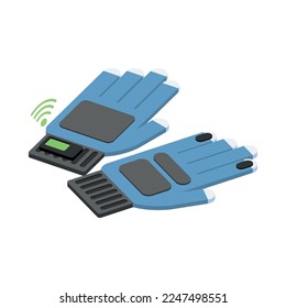 Wearable technology smart gloves isometric icon 3d vector illustration