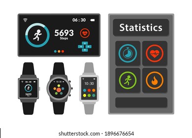 wearable technology smart watch for fitness tracker vector design