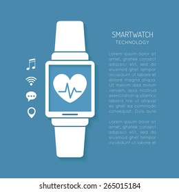 Wearable Technology Symbol With Heartbeat Tracker