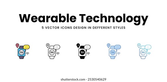 Wearable Technology vector icons set stock illustration