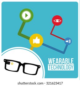 wearable technology vector over color background
