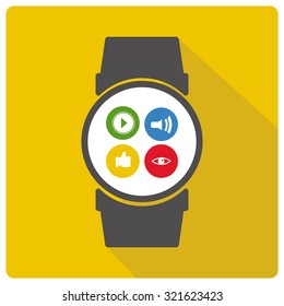 wearable technology vector over color background