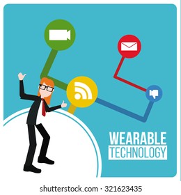 wearable technology vector over color background