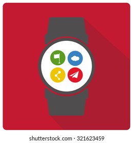 wearable technology vector over color background