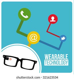 wearable technology vector over color background
