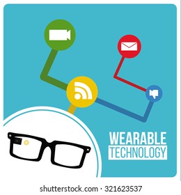 wearable technology vector over color background