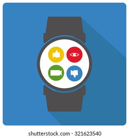 wearable technology vector over color background
