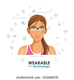 wearable technology woman social media background