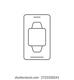 Dispositivo portátil del reloj en el Vector del contorno de la interfaz del smartphone