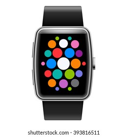 Wearables Technology Device Smart Watch with Color Apps Icons