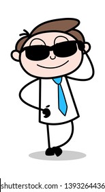 Weared a Sunglasses - Office Businessman Employee Cartoon Vector Illustration﻿