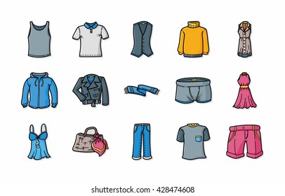 Wearing and clothes icons set,eps10