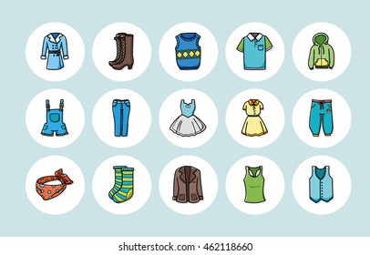 Wearing and clothes icons set,eps10
