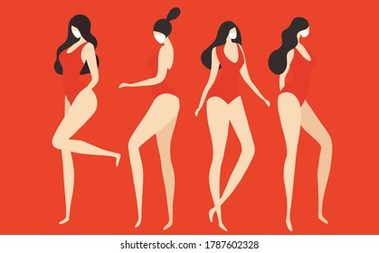 Wearing face mask concept, group of women models wearing face mask to protect from covid-19 coronavirus, pm 2.5, air pollution, environment  vector illustration. Face mask campaign concept background 
