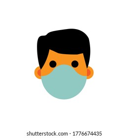 Wearing face mask illustration vector on white background. 