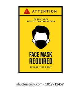 Wearing facemask warning poster with yellow and black colour.