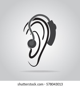 Wearing hearing aid icon, Hearing and ear icon