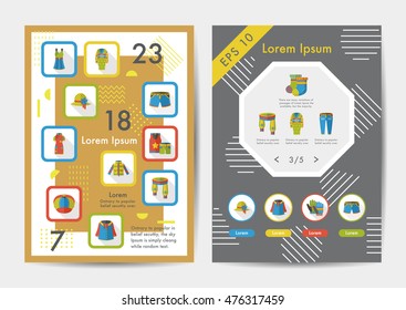 Wearing icons set with long shadow,eps10