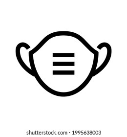 wearing a mask correctly against to new covid-19 coronavirus vector icon symbol in linear black colored style.