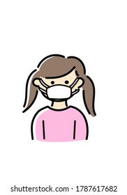 Wearing a mask girl illustration vector material