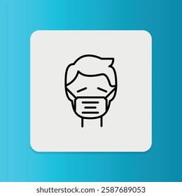 Wearing a Mask icon. Editable stroke. Vector illustration	