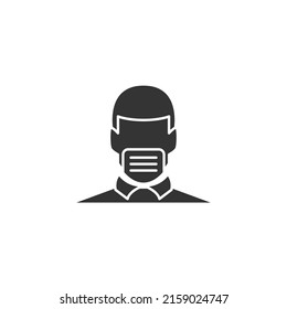 Wearing a mask icon vector. Face mask icon vector silhouette style. Icon for web design, apps, sticker, banner, poster, printing usage and part of logo.