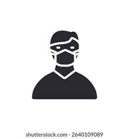 wearing mask icons isolated on White Background. Flat style design
