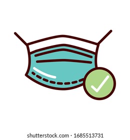 wearing protective mask prevent spread of covid19 vector illustration line and file icon