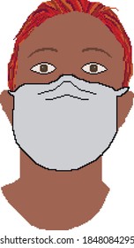 Wearing protective medical mask for prevent virus covid19,Pixel art of A man Wearing Mask isolated vector illustration.