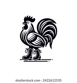 Wearing Rooster Boots Vactor illustration use logo, t-shirt