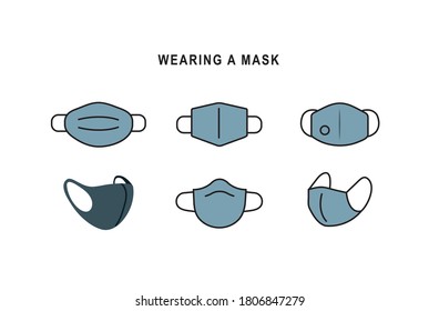 Wearing various masks, basic icons and lines