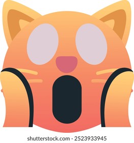 Ícone emoji de gato cansado. Cores na moda, elemento popular que retrata cansaço e fadiga, comumente usado em mídias sociais. Emoticon, elemento isolado.