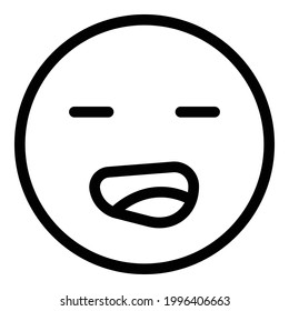 Weary face icon. Outline Weary face vector icon for web design isolated on white background