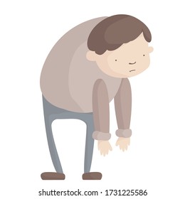 The weary person of the character’s office worker has no energy. Vector flat cartoon. tired man.