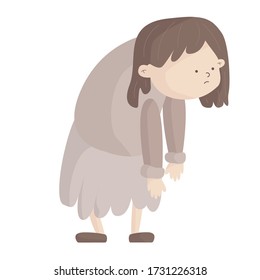 The weary person of the character’s office worker has no energy. Vector flat cartoon. tired woman.