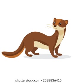 
Weasel animal isolado ilustração vetor plana no fundo branco.