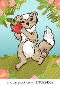 Weasel beast cartoon. vector illustration for children. 